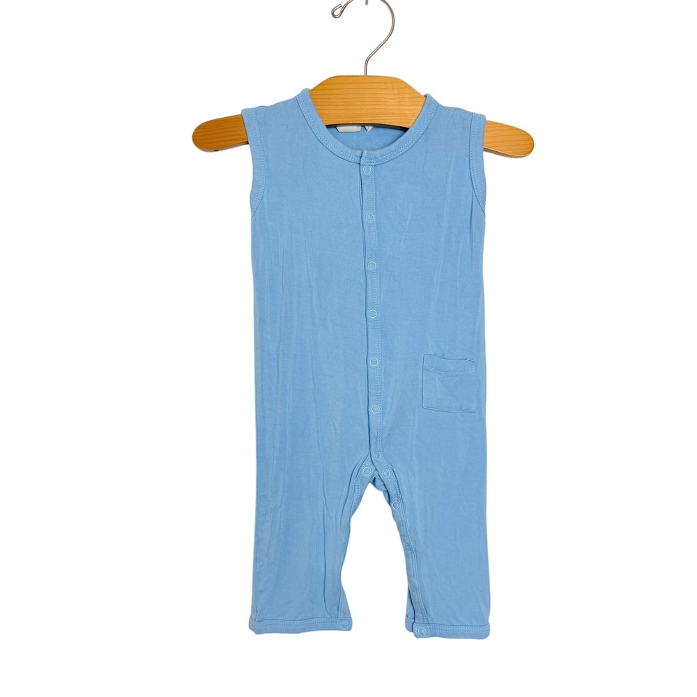 Kyte Baby Sleeveless Snap Romper Blue Bamboo Rayon 6-12 Months One Piece